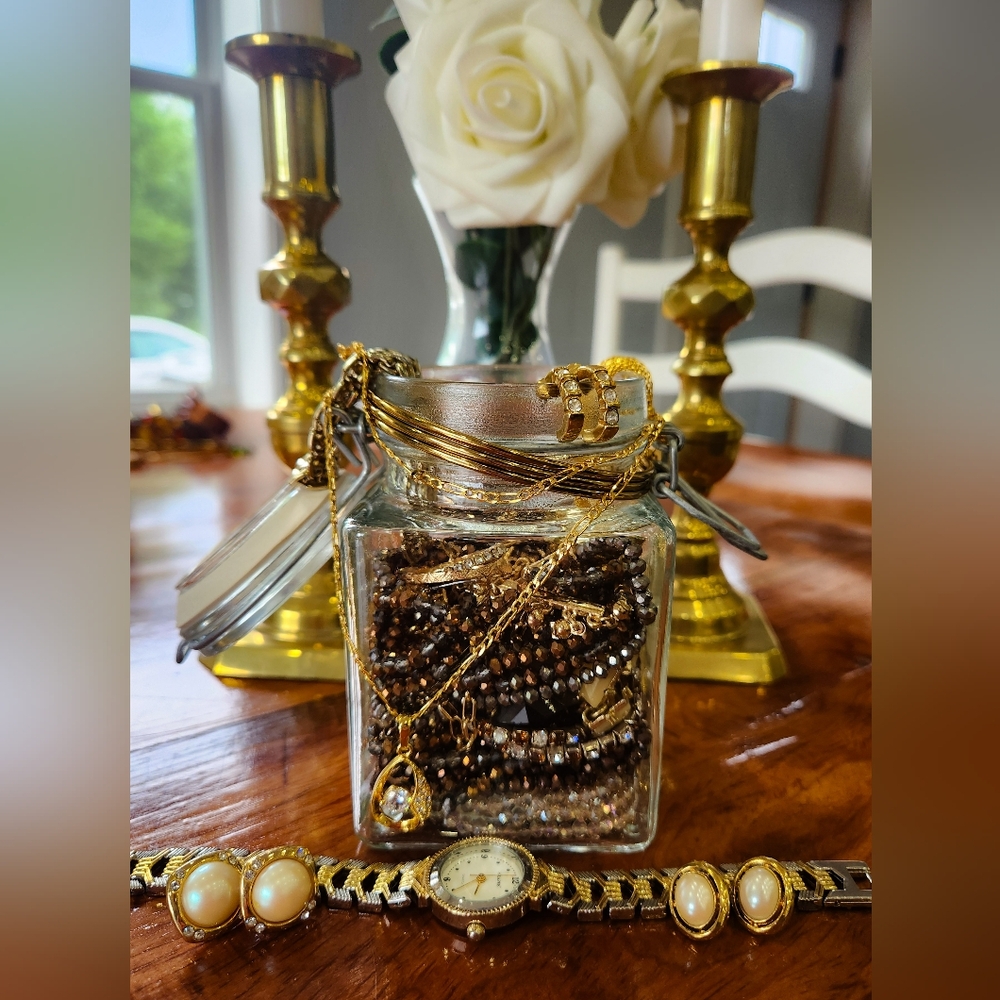 Mystery Jewelry Jar - Gold and Brown